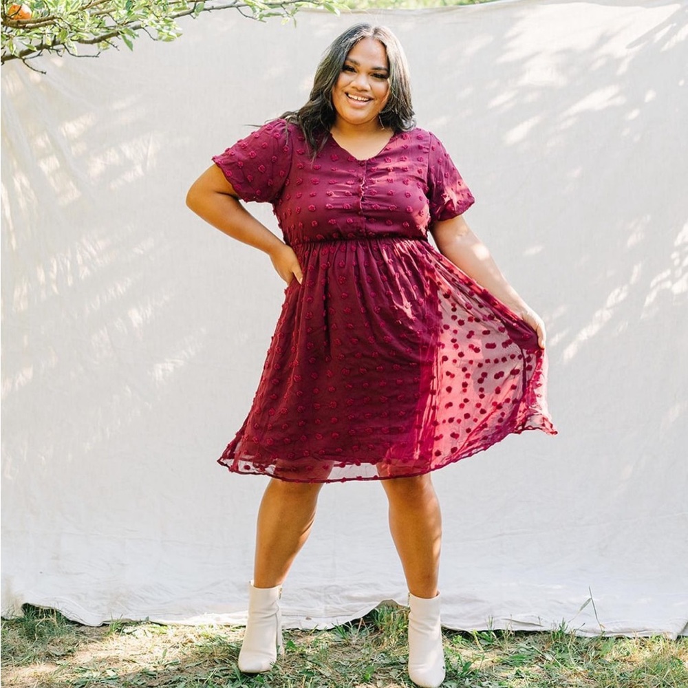 Burgundy Modest Holiday Dress